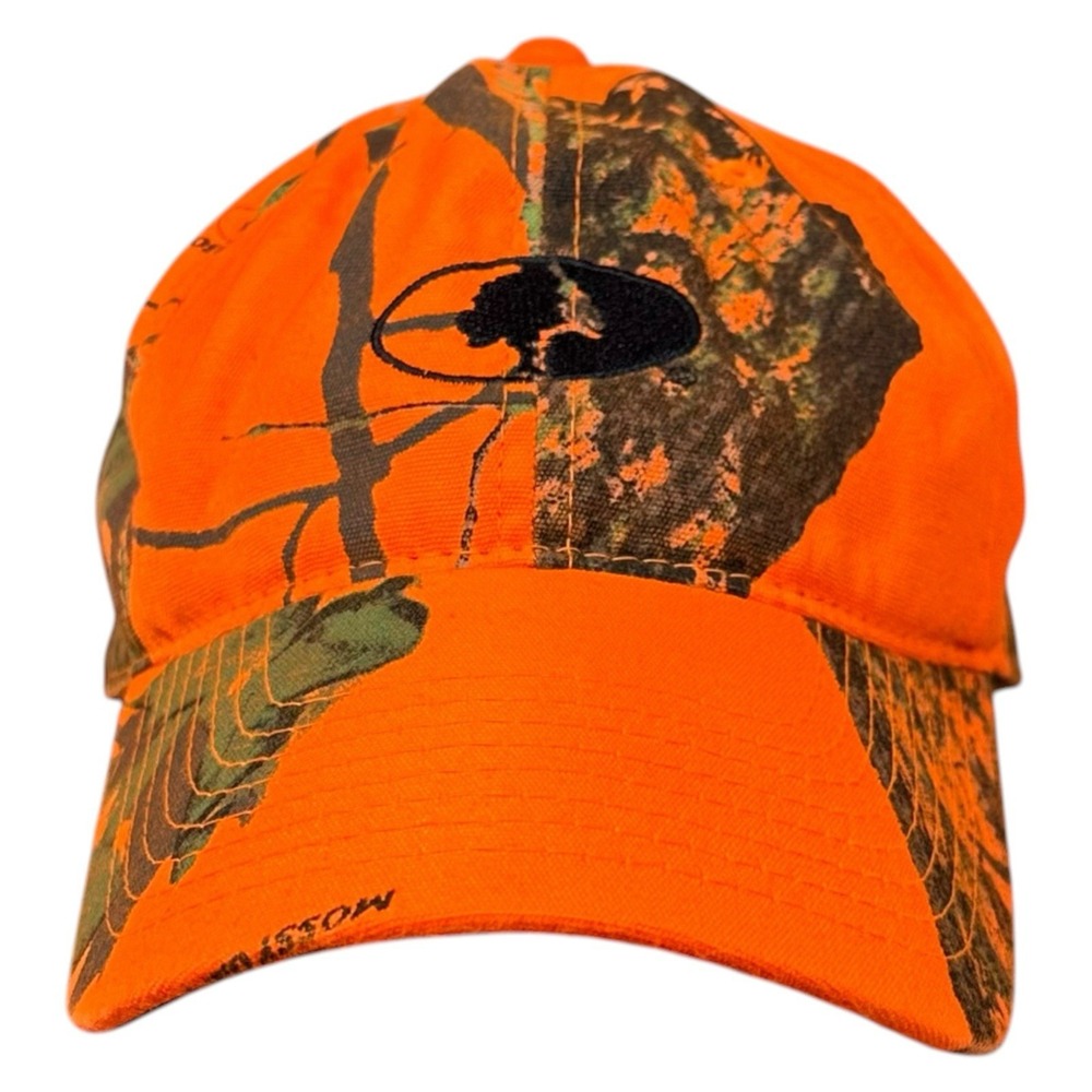 Mossy Oak Blaze Orange Camo Hat 6 Panel Baseball Cap Adjustable Hunting Pursuit